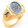 Yellow Gold Oval Masonic Ring with Rippled Sides