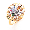 Yellow Gold Eastern Star Ring with Scooped Top