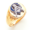 Yellow Gold Smooth Round Signet Blue Lodge Ring