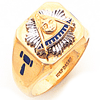 Masonic Past Master Ring with Blue Enamel Side Emblems