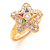 Yellow Gold 1/2 ct Diamond Eastern Star Enamel Ring