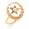 Eastern Star Mother of Pearl Ring Decorative Bezel Yellow Gold