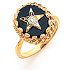 Eastern Star Onyx Ring with Decorative Bezel Yellow Gold