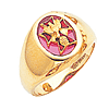 Yellow Gold 4th Degree Knights of Columbus Ring with Red Stone