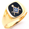 Yellow Gold Masonic Ring with Smooth Tapered Sides