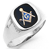 White Gold Masonic Ring with Smooth Tapered Sides