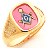 Yellow Gold Blue Lodge Ring with Cross Stitch Texture