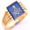 Yellow Gold Masonic Ring with Open Grooves