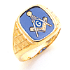 Yellow Gold Masonic Ring with Hatched Texture