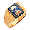 Yellow Gold Odd Fellow Ring with Rectangular Stone