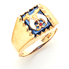 Yellow Gold Rectangular Shrine Ring
