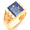 Yellow Gold Masonic Ring with Furrowed Edges