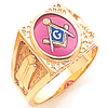 Yellow Gold Masonic Ring Oval Stone Square Top