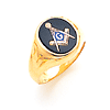 Masonic Ring with Oval Stone and Open Back Yellow Gold