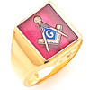 Yellow Gold Jumbo Masonic Ring with Wide Smooth Sides
