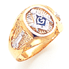 Two-tone Gold Oval Medium Blue Lodge Ring