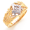 Two-tone Gold Blue Lodge Ring