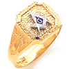 Yellow Gold Small Masonic Ring with Square Pebble Top