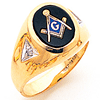 Yellow Gold Masonic Ring with Oval Stone and Diamonds