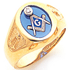 Yellow Gold Masonic Ring with Oval Stone and Diamond Accents