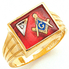 Rectangular Masonic Ring with Diamond Accent Yellow Gold