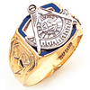 Yellow Gold Past Master Mason Ring with Blue Enamel G