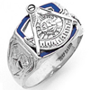 White Gold Past Master Mason Ring with Blue Enamel G