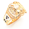 Yellow Gold Scottish Rite Ring with Black and White Enamel Emblems