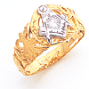 Two Tone Gold Blue Lodge Ring