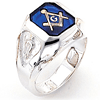 Sterling Silver Octagonal Blue Lodge Ring
