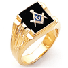 Vermeil Rectangular Masonic Ring with Grooved Sides