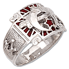 Sterling Silver Shriner Ring with Red Enamel