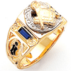 Vermeil Two Tone Masonic Ring with Simulated Sapphires