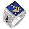 Sterling Silver Masonic Squarish Stone Blue Lodge Ring 