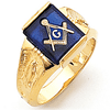 Vermeil Rectangular Masonic Ring with Scooped Sides
