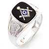 Sterling Silver Masonic Ring with Cross Stitch Texture