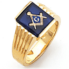 Vermeil Blue Lodge Ring with Ribbed Sides