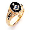 Vermeil Oval Masonic Ring with Tapered Pebble Grain Sides