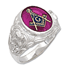 Sterling Silver Masonic Oval Stone Ring with Wreath Design