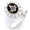 Sterling Silver Masonic Ring with Cubic Zirconia Bezel