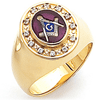 Vermeil Masonic Ring with Cubic Zirconia Bezel