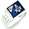 Sterling Silver Rectangular Masonic Ring with Diamond Accent