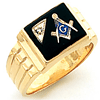 Vermeil Rectangular Masonic Ring with Diamond Accent