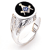 Sterling Silver Round Blue Lodge Ring