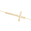 14kt Yellow Gold CZ Sideways Cross Bracelet