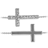 14kt White Gold Reversible Sideways Cross with 18in Chain