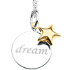 Sterling Silver 14k Gold Dream Disc Necklace with Star 18in