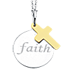 Sterling Silver 14k Yellow Gold Faith Disc and Cross Necklace 18in
