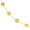 14k Yellow Gold Hammered Discs Long Chain Necklace 36in
