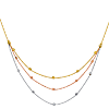 14k Tri-color Gold Three Layer Station Bead Necklace